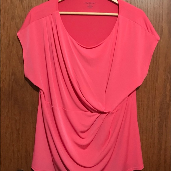 Lane Bryant Tops - Lane Bryant Size 22/24 2X Pink Drape Top Shirt Blouse Short Sleeves